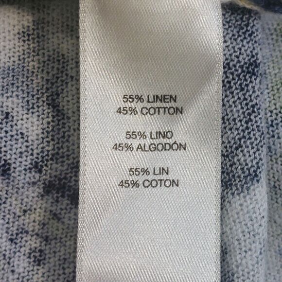 Chicos Cool Paisley Mona Cardigan Size 2 Blue Green Paisley Linen Blend Boho - Picture 5 of 8